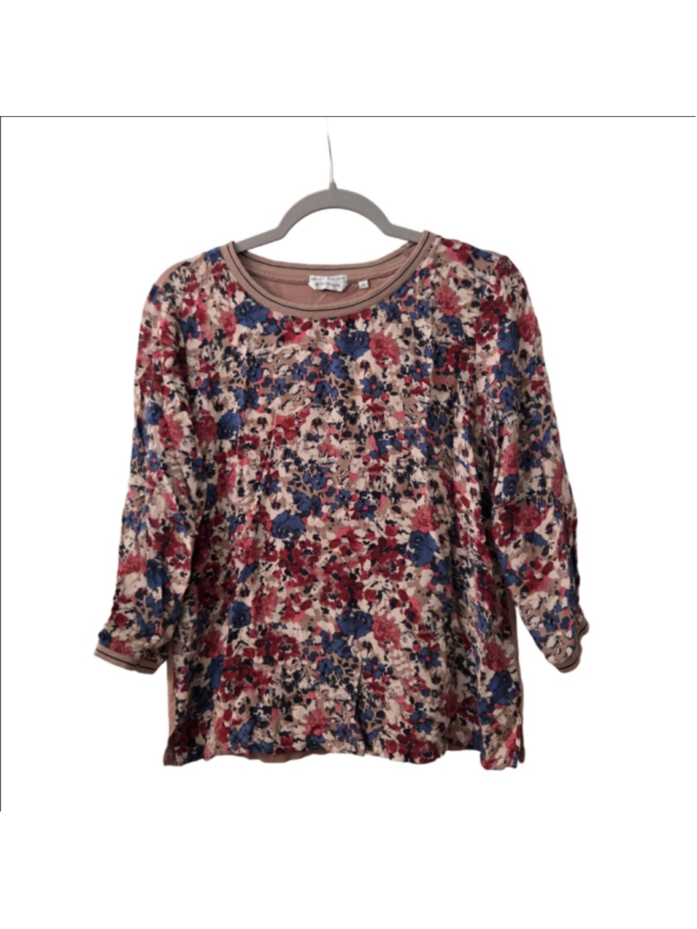 Tom Tailor Women's Floral Viscose 3/4 Sleeve Top M Brown, Blue, Pink